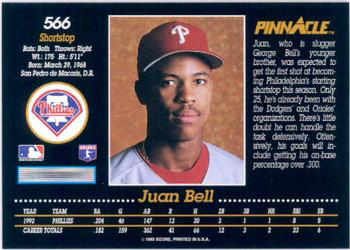 1993 Pinnacle #566 Juan Bell Back