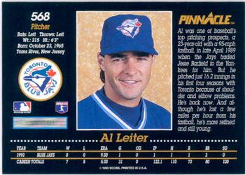 1993 Pinnacle #568 Al Leiter Back