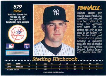 1993 Pinnacle #579 Sterling Hitchcock Back