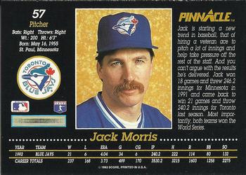 1993 Pinnacle #57 Jack Morris Back