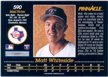 1993 Pinnacle #590 Matt Whiteside Back