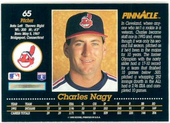 1993 Pinnacle #65 Charles Nagy Back