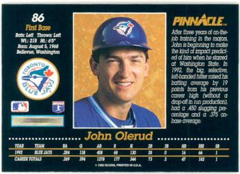 1993 Pinnacle #86 John Olerud Back