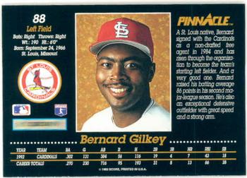 1993 Pinnacle #88 Bernard Gilkey Back