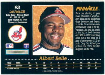 1993 Pinnacle #93 Albert Belle Back