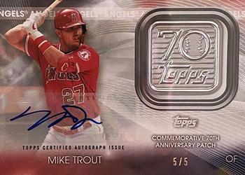 2021 Topps - 70th Anniversary Logo Patch Autographs (Series 1) #70LP-MT Mike Trout Front