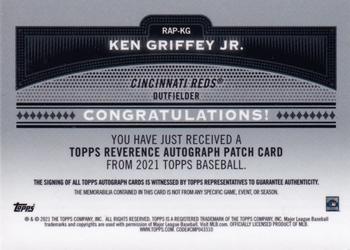 2021 Topps - Reverence Patch Autographs Red (Series 1) #RAP-KG Ken Griffey Jr. Back