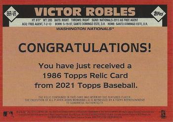 2021 Topps - 1986 Topps Baseball 35th Anniversary Relics (Series One) #86R-VR Victor Robles Back