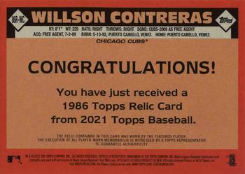 2021 Topps - 1986 Topps Baseball 35th Anniversary Relics Black (Series One) #86R-WC Willson Contreras Back