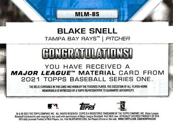 2021 Topps - Major League Material Relics (Series One) #MLM-BS Blake Snell Back