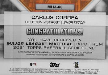 2021 Topps - Major League Material Relics (Series One) #MLM-CC Carlos Correa Back