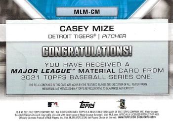 2021 Topps - Major League Material Relics (Series One) #MLM-CM Casey Mize Back