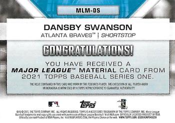 2021 Topps - Major League Material Relics (Series One) #MLM-DS Dansby Swanson Back