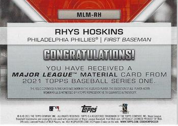 2021 Topps - Major League Material Relics (Series One) #MLM-RH Rhys Hoskins Back