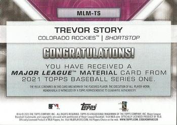 2021 Topps - Major League Material Relics (Series One) #MLM-TS Trevor Story Back