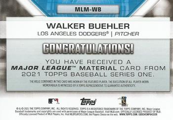 2021 Topps - Major League Material Relics (Series One) #MLM-WB Walker Buehler Back
