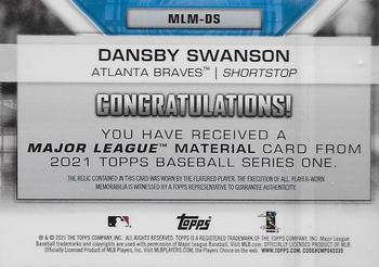 2021 Topps - Major League Material Relics Gold (Series One) #MLM-DS Dansby Swanson Back