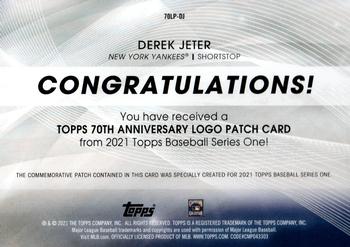 2021 Topps - 70th Anniversary Logo Patch (Series 1) #70LP-DJ Derek Jeter Back