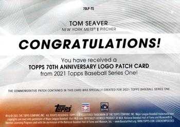 2021 Topps - 70th Anniversary Logo Patch (Series 1) #70LP-TS Tom Seaver Back