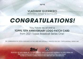 2021 Topps - 70th Anniversary Logo Patch (Series 1) #70LP-VG Vladimir Guerrero Back