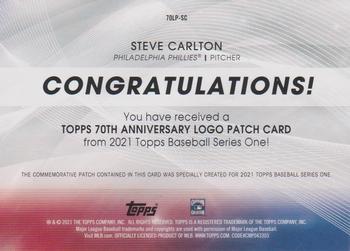 2021 Topps - 70th Anniversary Logo Patch Blue (Series 1) #70LP-SC Steve Carlton Back
