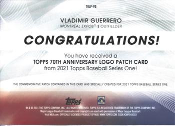 2021 Topps - 70th Anniversary Logo Patch Blue (Series 1) #70LP-VG Vladimir Guerrero Back