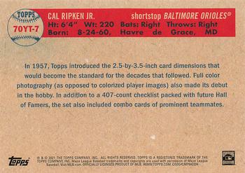 2021 Topps - 70 Years of Topps Baseball (Series 1) #70YT-7 Cal Ripken Jr. Back