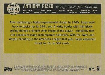 2021 Topps - 70 Years of Topps Baseball (Series 1) #70YT-11 Anthony Rizzo Back