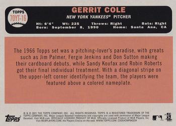 2021 Topps - 70 Years of Topps Baseball (Series 1) #70YT-16 Gerrit Cole Back