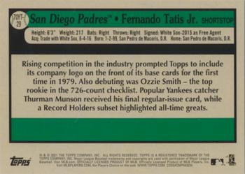 2021 Topps - 70 Years of Topps Baseball (Series 1) #70YT-29 Fernando Tatis Jr. Back