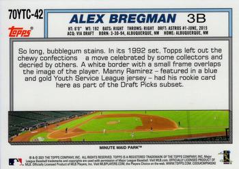 2021 Topps - 70 Years of Topps Baseball Chrome (Series 1) #70YTC-42 Alex Bregman Back
