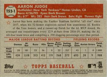2021 Topps - 1952 Topps Redux #T52-1 Aaron Judge Back