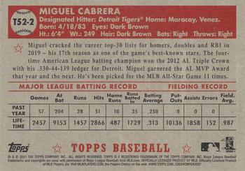 2021 Topps - 1952 Topps Redux #T52-2 Miguel Cabrera Back