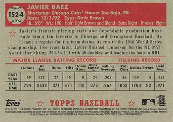 2021 Topps - 1952 Topps Redux #T52-4 Javier Baez Back