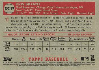2021 Topps - 1952 Topps Redux #T52-39 Kris Bryant Back