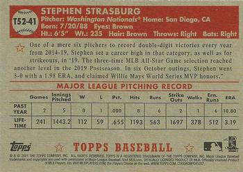 2021 Topps - 1952 Topps Redux #T52-41 Stephen Strasburg Back