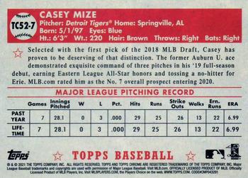 2021 Topps - 1952 Topps Redux Chrome #TC52-7 Casey Mize Back