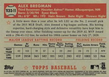 2021 Topps - 1952 Topps Redux Chrome #TC52-11 Alex Bregman Back