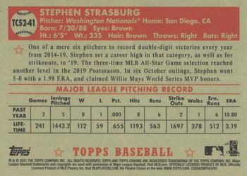 2021 Topps - 1952 Topps Redux Chrome #TC52-41 Stephen Strasburg Back