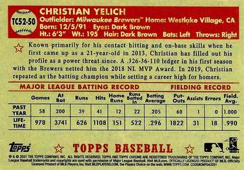 2021 Topps - 1952 Topps Redux Chrome #TC52-50 Christian Yelich Back