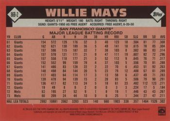 2021 Topps - 1986 Topps Baseball 35th Anniversary (Series One) #86B-2 Willie Mays Back