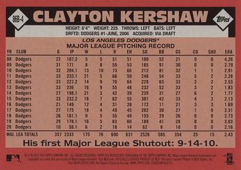 2021 Topps - 1986 Topps Baseball 35th Anniversary (Series One) #86B-4 Clayton Kershaw Back
