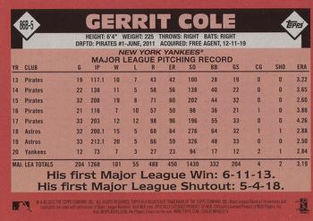 2021 Topps - 1986 Topps Baseball 35th Anniversary (Series One) #86B-5 Gerrit Cole Back