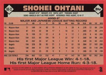 2021 Topps - 1986 Topps Baseball 35th Anniversary (Series One) #86B-22 Shohei Ohtani Back