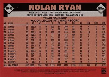 2021 Topps - 1986 Topps Baseball 35th Anniversary (Series One) #86B-34 Nolan Ryan Back