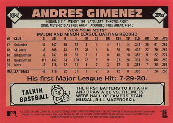 2021 Topps - 1986 Topps Baseball 35th Anniversary (Series One) #86B-46 Andres Gimenez Back