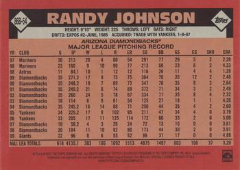 2021 Topps - 1986 Topps Baseball 35th Anniversary (Series One) #86B-54 Randy Johnson Back