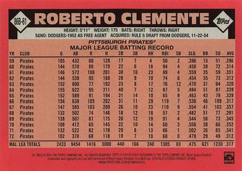 2021 Topps - 1986 Topps Baseball 35th Anniversary (Series One) #86B-61 Roberto Clemente Back