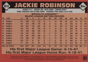 2021 Topps - 1986 Topps Baseball 35th Anniversary (Series One) #86B-88 Jackie Robinson Back
