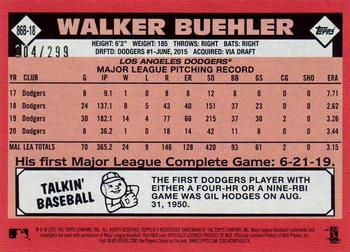 2021 Topps - 1986 Topps Baseball 35th Anniversary Black (Series One) #86B-18 Walker Buehler Back